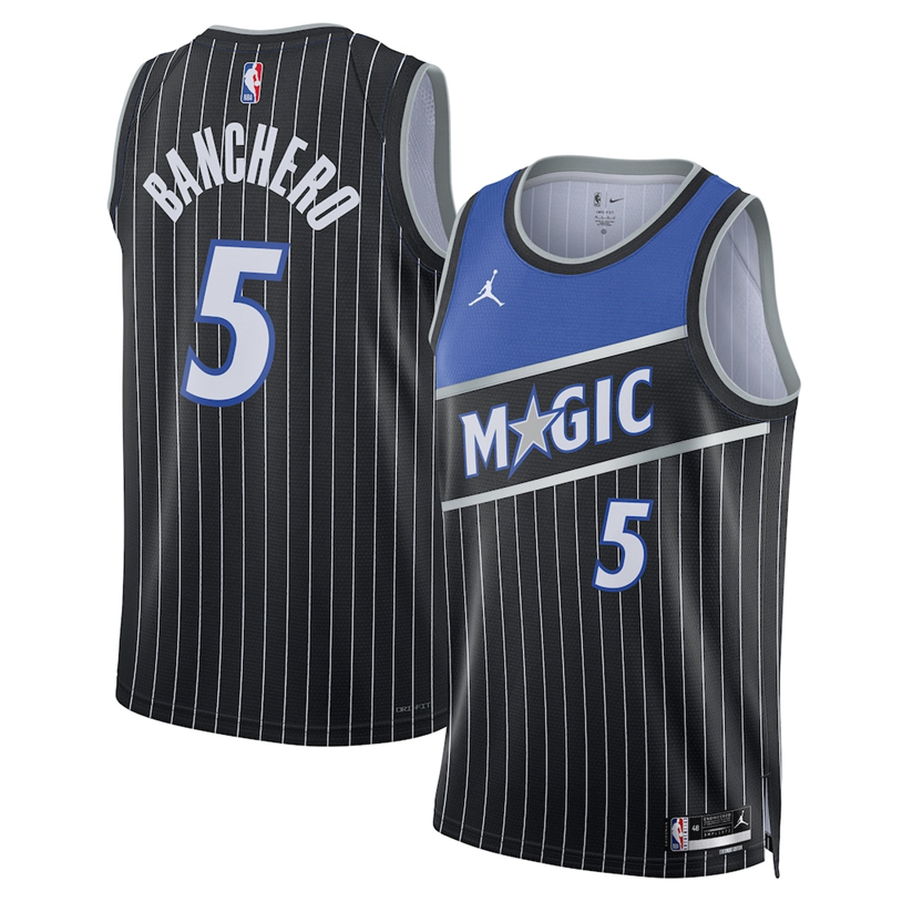 Basketball Paolo Banchero #5 Orlando Magic Statement Edition Fan Support Team Jersey - Black