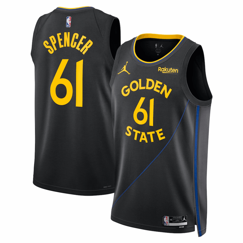 DUNK Sports High Quality Basketball Pat Spencer #61 Golden State Warriors Statement Edition Fan Support Team Jersey - Black