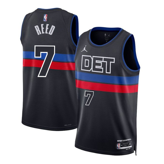 DUNK Sports High Quality Basketball Paul Reed #7 Detroit Pistons Statement Edition Fan Support Team Jersey - Black