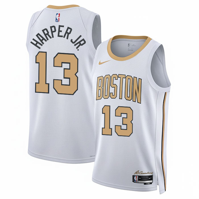 DUNK Sports High Quality Basketball Ron Harper Jr. #13 Boston Celtics City Edition 2025-26 Fan Support Team Jersey - White