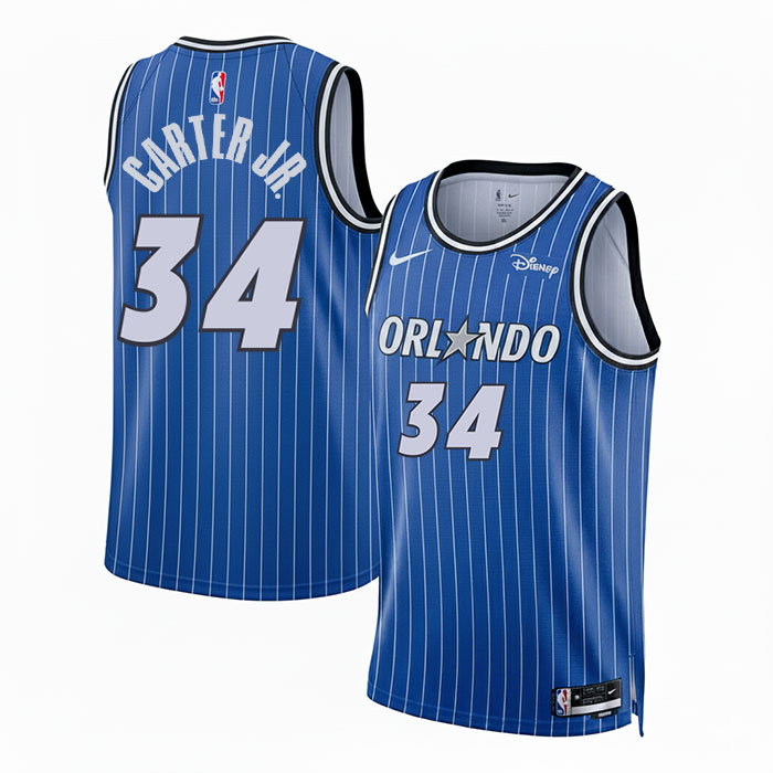 DUNK Sports High Quality Basketball Wendell Carter Jr. #34 Orlando Magic Icon Edition Fan Support Team Jersey - Blue