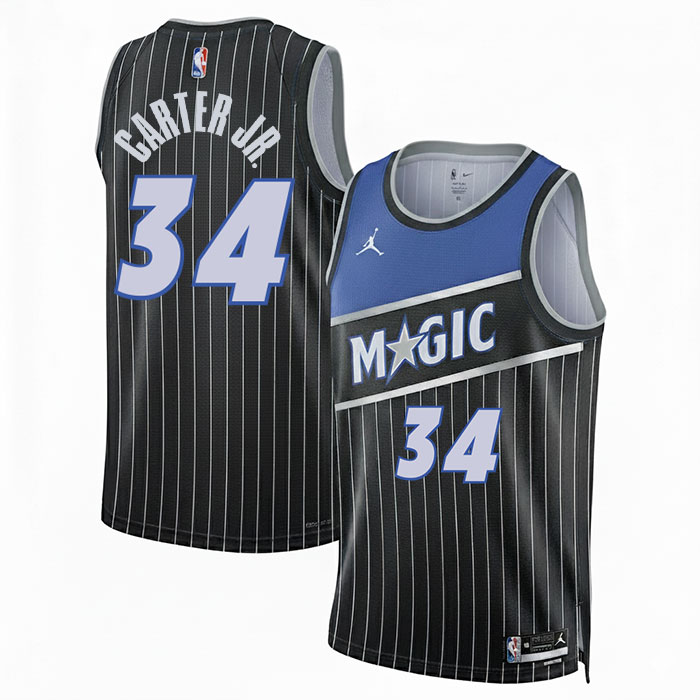 DUNK Sports High Quality Basketball Wendell Carter Jr. #34 Orlando Magic Statement Edition Fan Support Team Jersey - Black