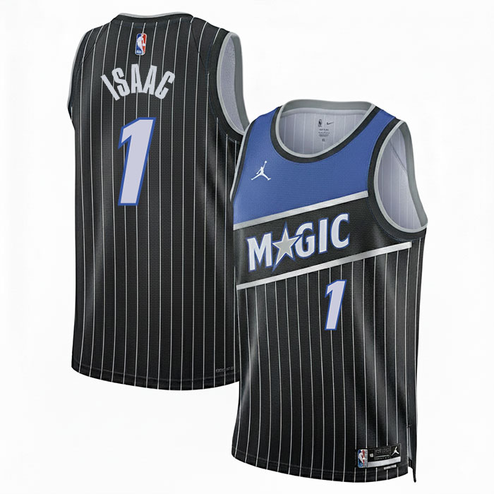 DUNK Sports High Quality Basketball Wendell Jonathan Isaac #1 Orlando Magic Statement Edition Fan Support Team Jersey - Black
