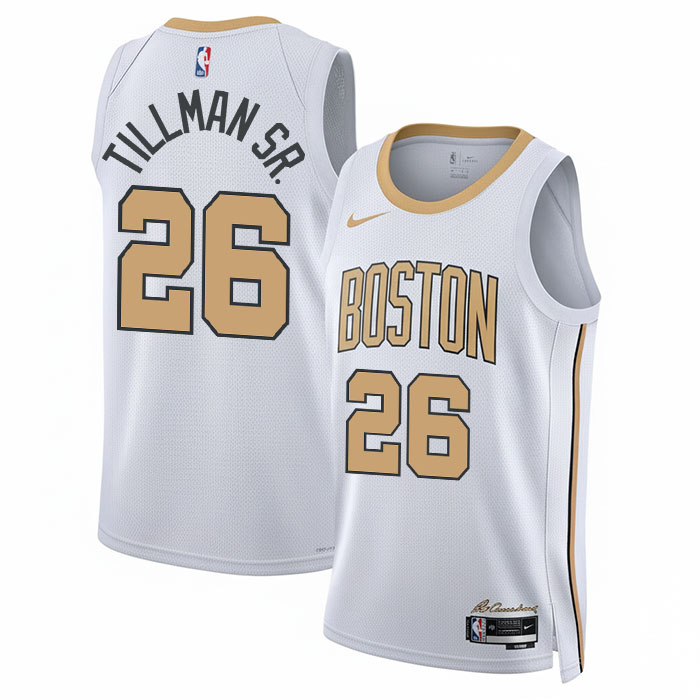 DUNK Sports High Quality Basketball Xavier Tillman SR. #26 Boston Celtics City Edition 2025-26 Fan Support Team Jersey - White