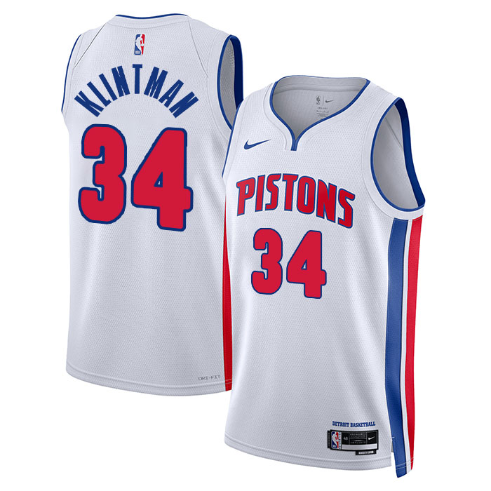 DUNK Sports High Quality Basketball Bobi Klintman #34 Detroit Pistons Association Edition Fan Support Team Jersey - White