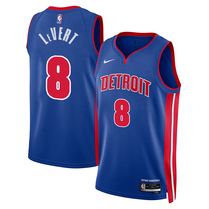 DUNK Sports High Quality Basketball Caris LeVert #8 Detroit Pistons Icon Edition Fan Support Team Jersey - Blue