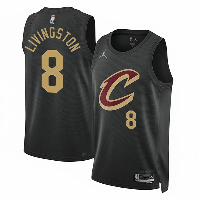 DUNK Sports High Quality Basketball Chris Livingston #8 Cleveland Cavaliers Statement Edition Fan Support Team Jersey - Black