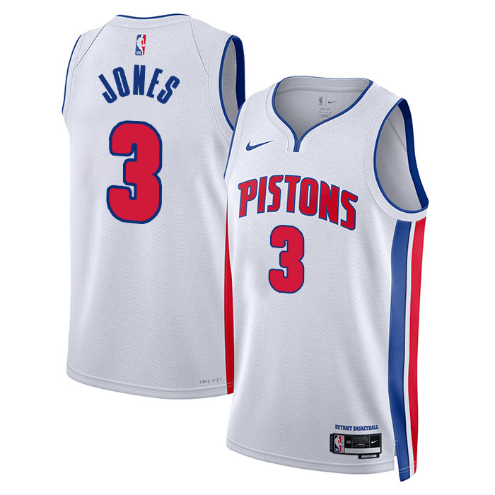 DUNK Sports High Quality Basketball Isaac Jones #3 Detroit Pistons Association Edition Fan Support Team Jersey - White