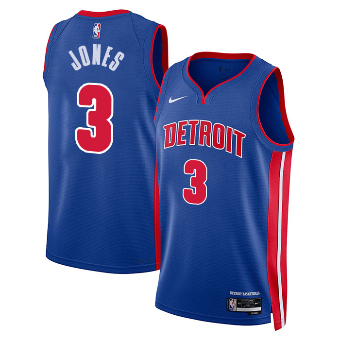 DUNK Sports High Quality Basketball Isaac Jones #3 Detroit Pistons Icon Edition Fan Support Team Jersey - Blue