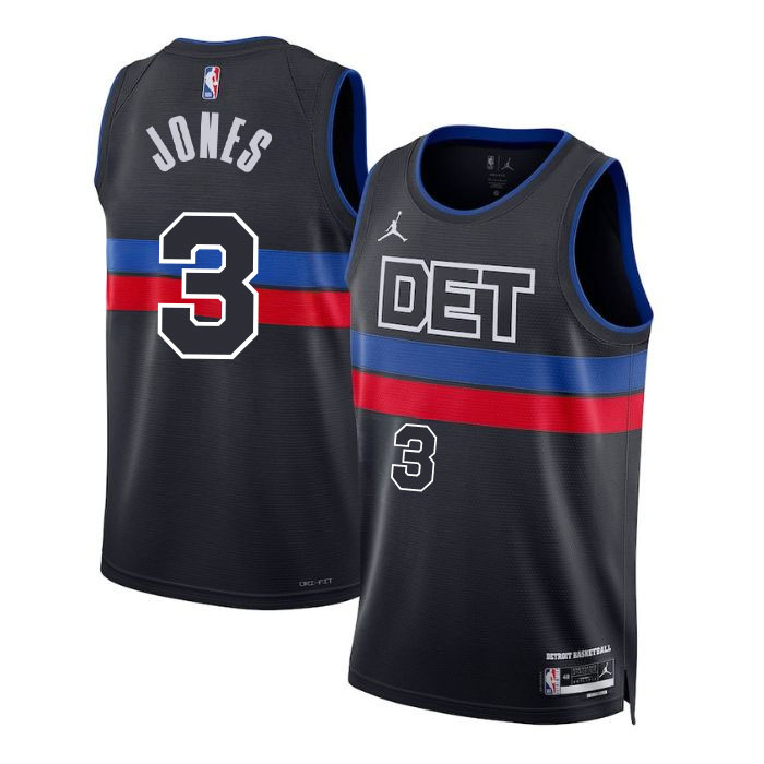 DUNK Sports High Quality Basketball Isaac Jones #3 Detroit Pistons Statement Edition Fan Support Team Jersey - Black