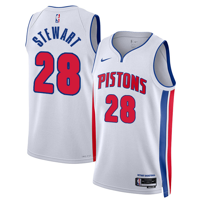 DUNK Sports High Quality Basketball Isaiah Stewart #28 Detroit Pistons Association Edition Fan Support Team Jersey - White