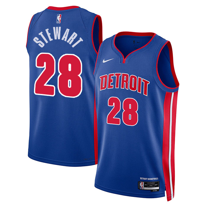 DUNK Sports High Quality Basketball Isaiah Stewart #28 Detroit Pistons Icon Edition Fan Support Team Jersey - Blue