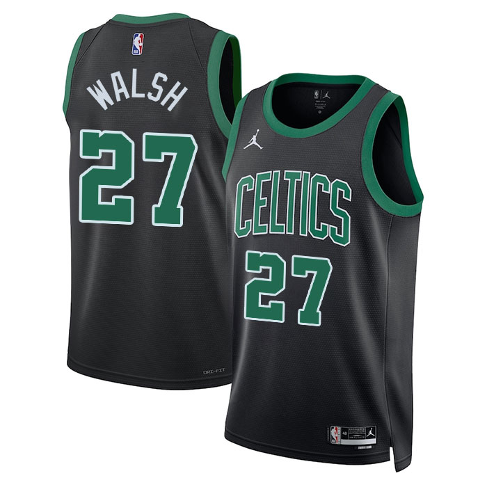 DUNK Sports High Quality Basketball Jordan Walsh #27 Boston Celtics Statement Edition Fan Support Team Jersey - Black