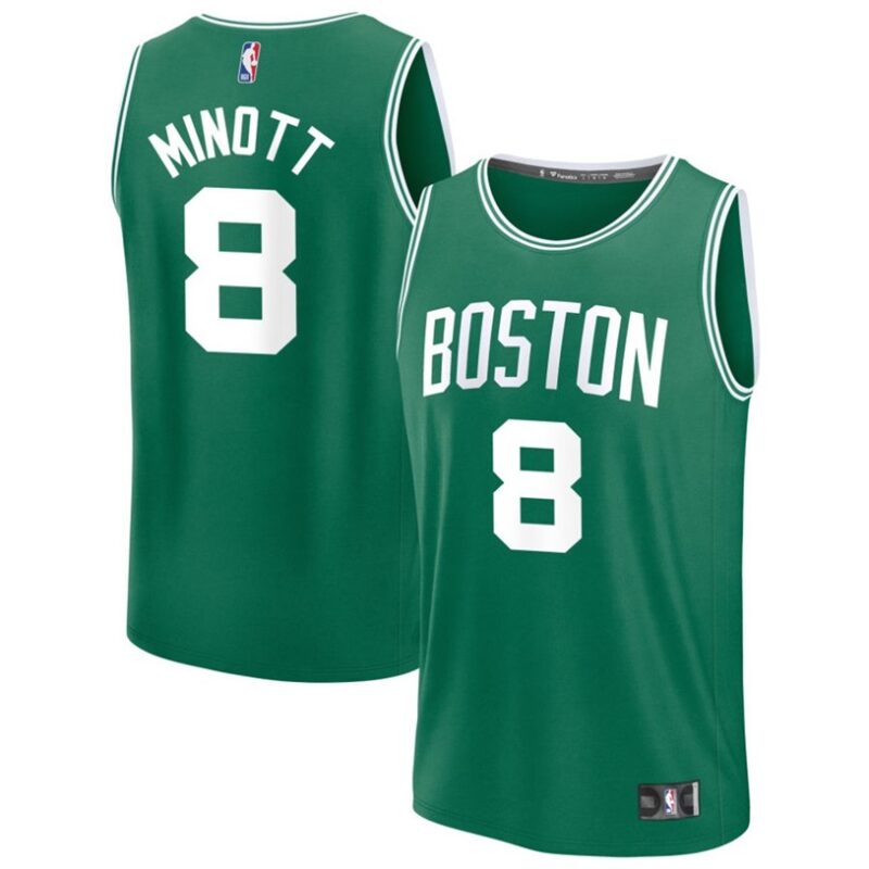 DUNK Sports High Quality Basketball Josh Minott #8 Boston Celtics Icon Edition Fan Support Team Jersey - Green