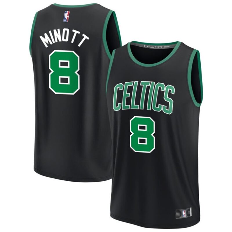 DUNK Sports High Quality Basketball Josh Minott #8 Boston Celtics Statement Edition Fan Support Team Jersey - Black