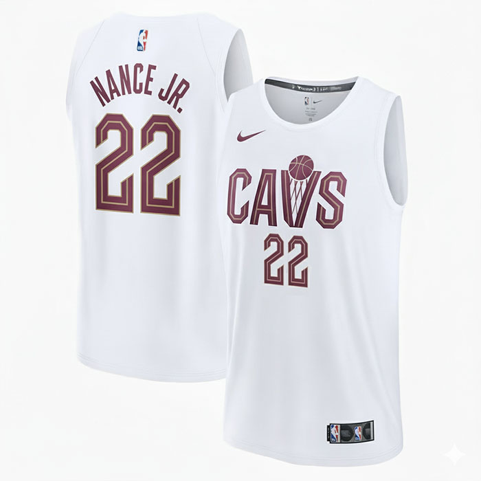 DUNK Sports High Quality Basketball Larry Nance Jr. #22 Cleveland Cavaliers Association Edition Fan Support Team Jersey - White