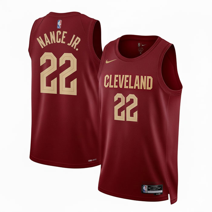 DUNK Sports High Quality Basketball Larry Nance Jr. #22 Cleveland Cavaliers Icon Edition Fan Support Team Jersey - Marron