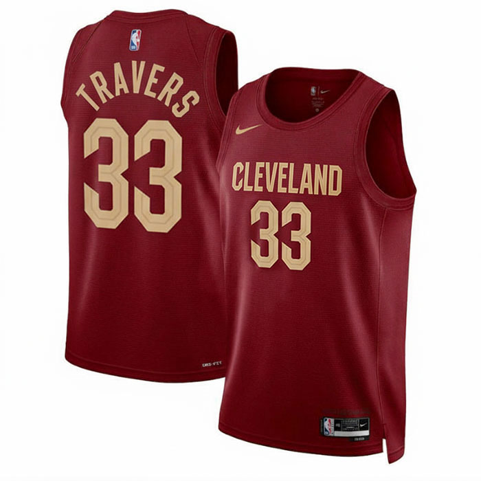 DUNK Sports High Quality Basketball Luke Travers #33 Cleveland Cavaliers Icon Edition Fan Support Team Jersey - Marron