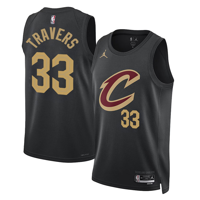 DUNK Sports High Quality Basketball Luke Travers #33 Cleveland Cavaliers Statement Edition Fan Support Team Jersey - Black