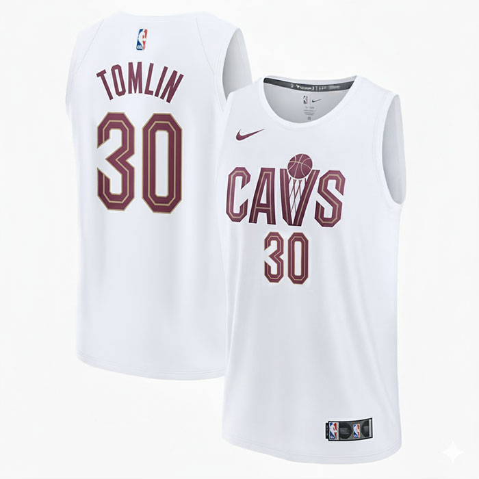 DUNK Sports High Quality Basketball Nae'Qwan Tomlin #30 Cleveland Cavaliers Association Edition Fan Support Team Jersey - White