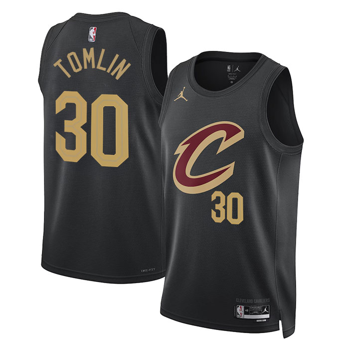 DUNK Sports High Quality Basketball Nae'Qwan Tomlin #30 Cleveland Cavaliers Statement Edition Fan Support Team Jersey - Black