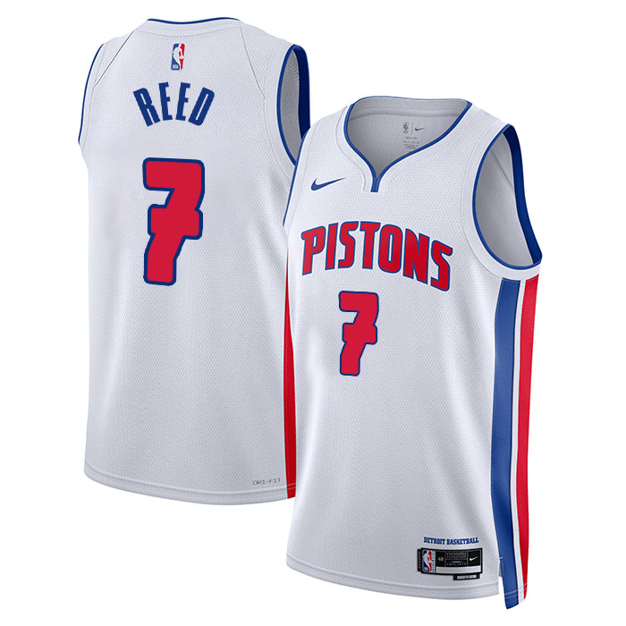 DUNK Sports High Quality Basketball Paul Reed #7 Detroit Pistons Association Edition Fan Support Team Jersey - White