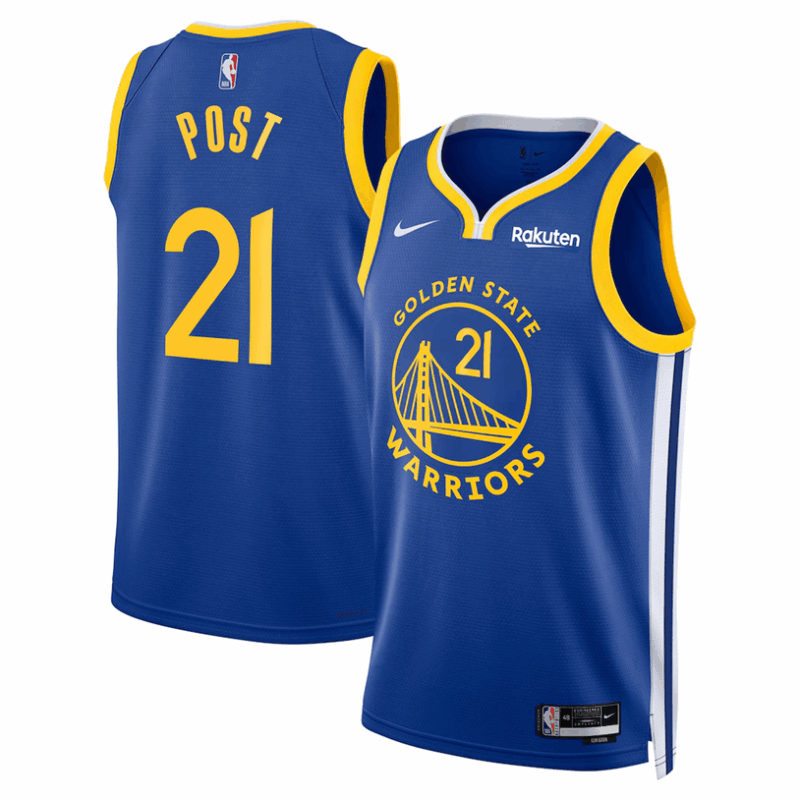DUNK Sports High Quality Basketball Quinten Post #21 Golden State Warriors Icon Edition Fan Support Team Jersey - Royal