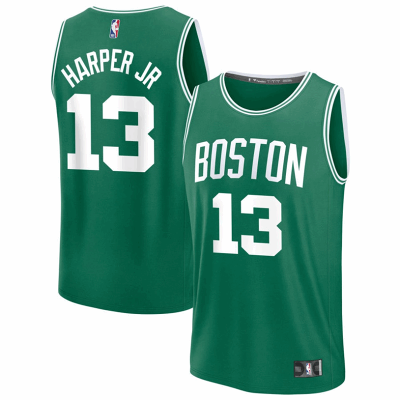DUNK Sports High Quality Basketball Ron Harper Jr. #13 Boston Celtics Icon Edition Fan Support Team Jersey - Green