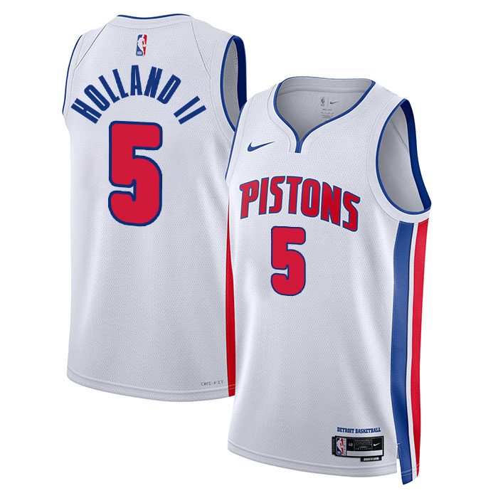 DUNK Sports High Quality Basketball Ronald Holland II #5 Detroit Pistons Association Edition Fan Support Team Jersey - White