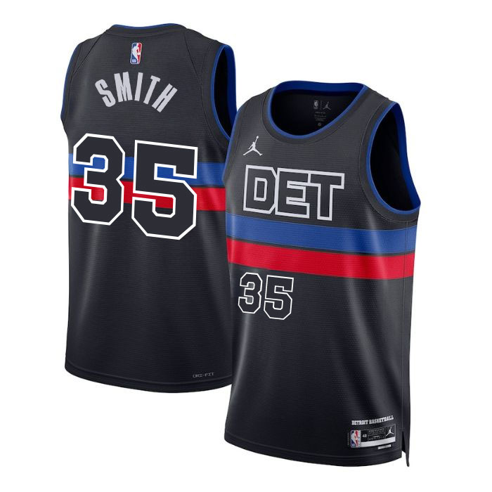 DUNK Sports High Quality Basketball Tolu Smith #35 Detroit Pistons Statement Edition Fan Support Team Jersey - Black