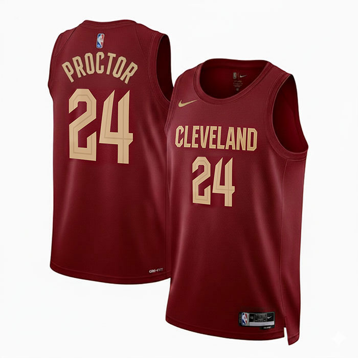 DUNK Sports High Quality Basketball Tyrese Proctor #24 Cleveland Cavaliers Icon Edition Fan Support Team Jersey - Marron