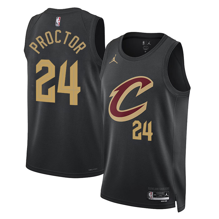 DUNK Sports High Quality Basketball Tyrese Proctor #24 Cleveland Cavaliers Statement Edition Fan Support Team Jersey - Black