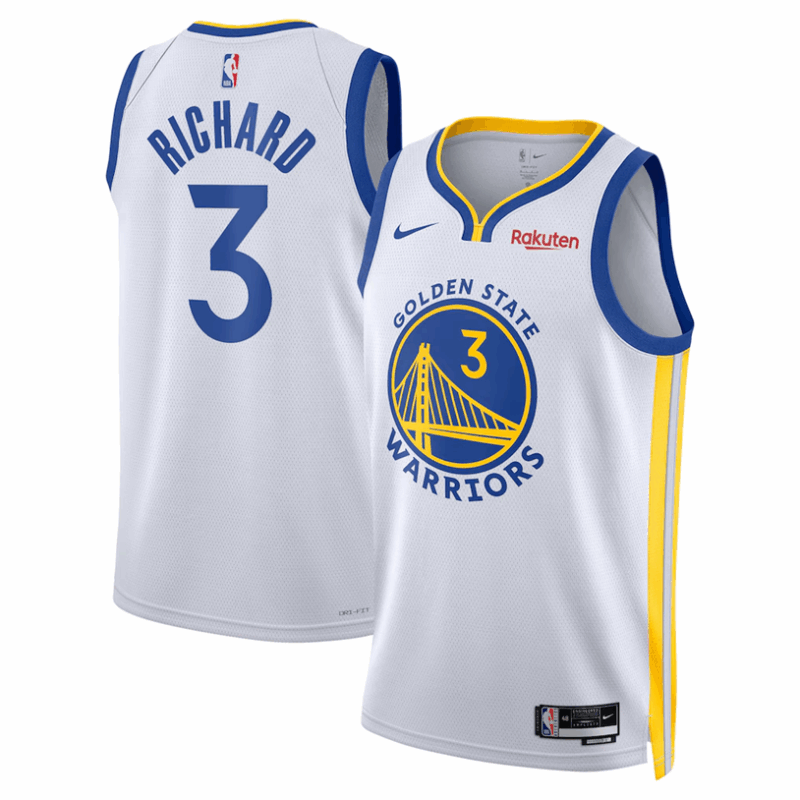 DUNK Sports High Quality Basketball Will Richard #3 Golden State Warriors Association Edition Fan Support Team Jersey - White