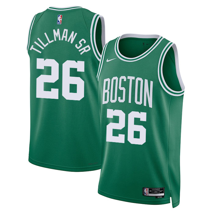 DUNK Sports High Quality Basketball Xavier Tillman Sr. #26 Boston Celtics Icon Edition Fan Support Team Jersey - Green
