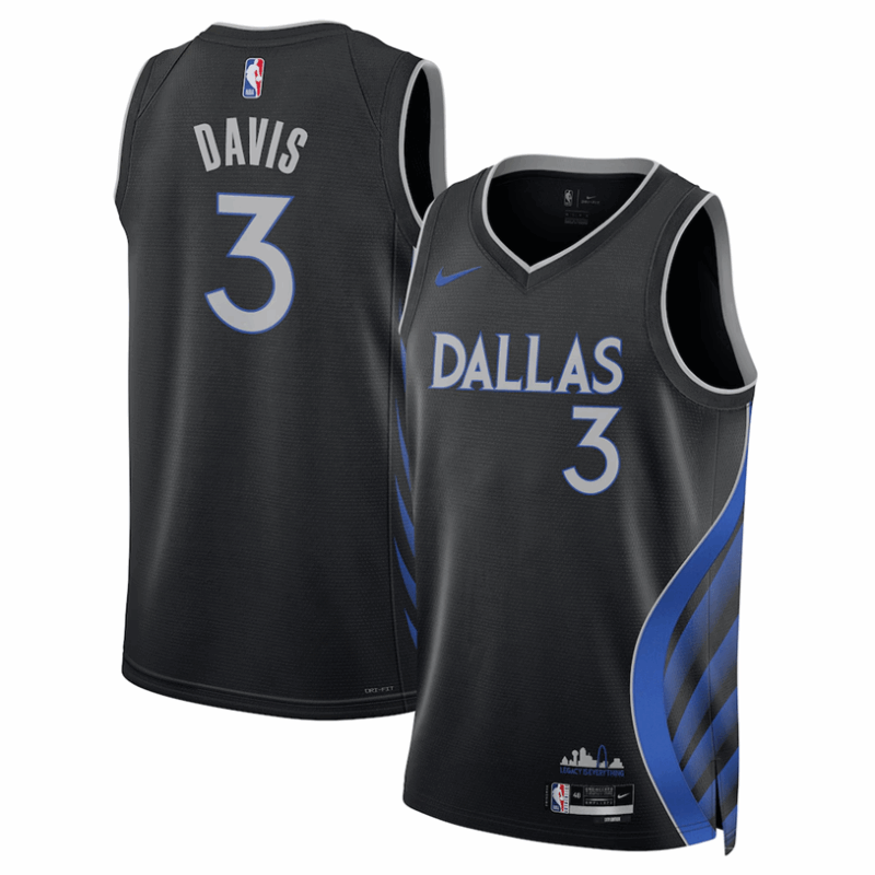 DUNK Sports High Quality Basketball Anthony Davis #3 Dallas Mavericks City Edition 2025-26 Fan Support Team Jersey - Black