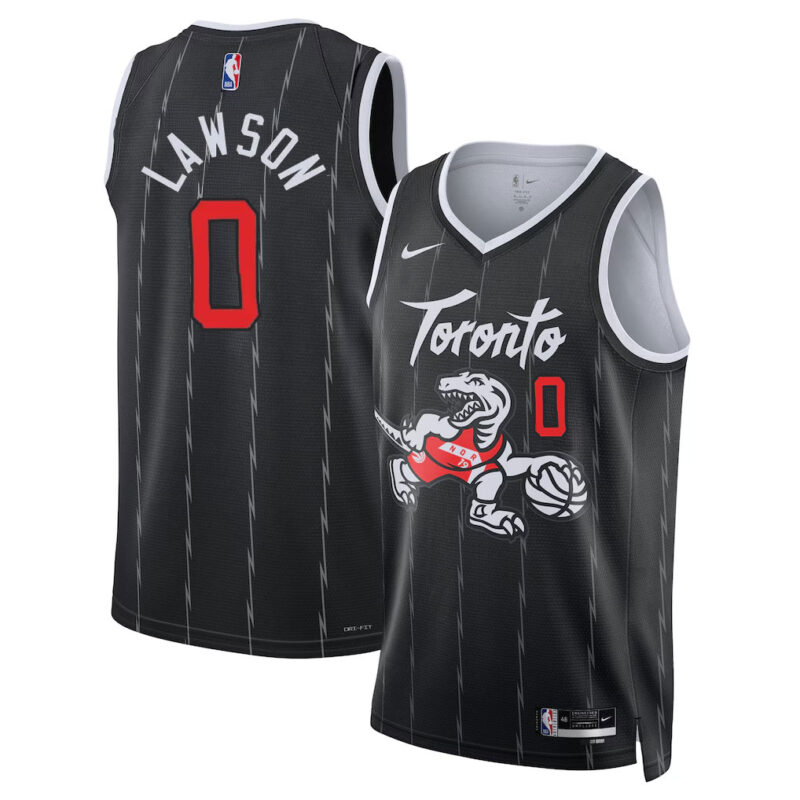 DUNK Sports High Quality Basketball A.J. Lawson #0 Toronto Raptors City Edition 2025-26 Fan Support Team Jersey - Black