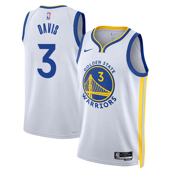 DUNK Sports High Quality Basketball Anthony Davis #3 Golden State Warriors Association Edition Fan Support Team Jersey - White