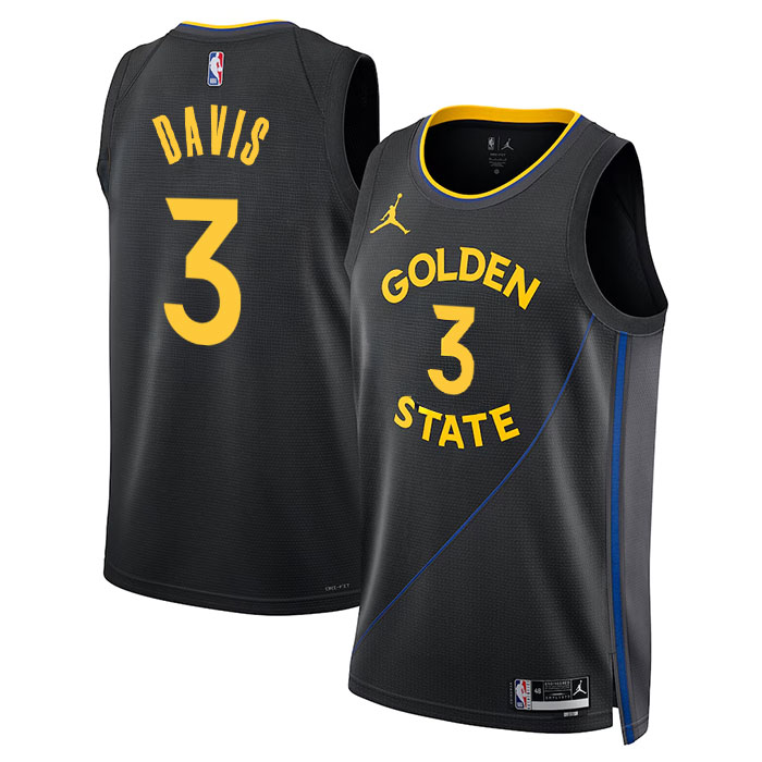 DUNK Sports High Quality Basketball Anthony Davis #3 Golden State Warriors Statement Edition Fan Support Team Jersey - Black