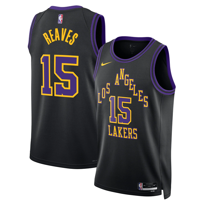 DUNK Sports High Quality Basketball Austin Reaves #15 Los Angeles Lakers City Edition 2025-26 Fan Support Team Jersey - Black