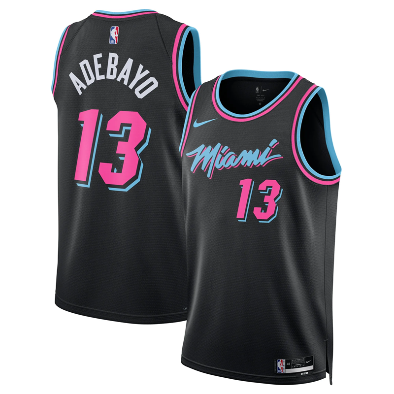 DUNK Sports High Quality Basketball Bam Adebayo #13 Miami Heat City Edition 2025-26 Fan Support Team Jersey - Black