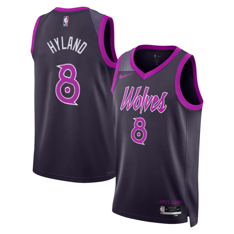 DUNK Sports High Quality Basketball Bones Hyland #8 Minnesota Timberwolves City Edition 2025-26 Fan Support Team Jersey - Black