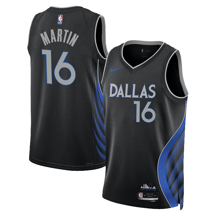 DUNK Sports High Quality Basketball Caleb Martin #16 Dallas Mavericks City Edition 2025-26 Fan Support Team Jersey - Black