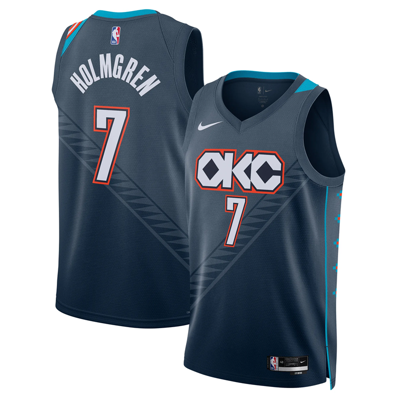 DUNK Sports High Quality Basketball Chet Holmgren #7 Oklahoma City Thunder Edition 2025-26 Fan Support Team Jersey - Navy