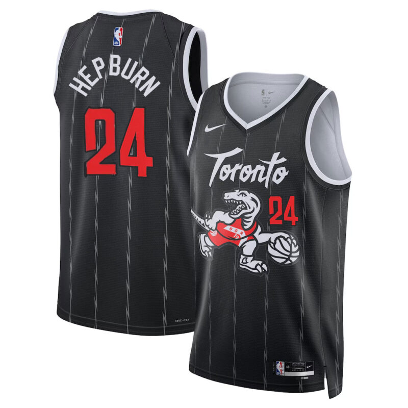 DUNK Sports High Quality Basketball Chucky Hepburn #24 Toronto Raptors City Edition 2025-26 Fan Support Team Jersey - Black