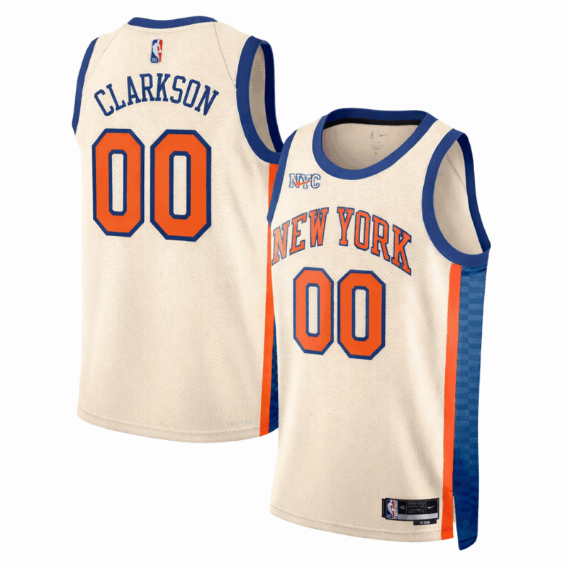 DUNK Sports High Quality Basketball Clarkson #00 New York Knicks City Edition 2025-26 Fan Support Team Jersey - Cream