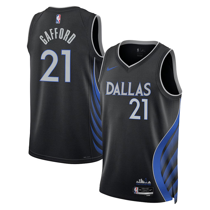 DUNK Sports High Quality Basketball Daniel Gafford #21 Mavericks City Edition 2025-26 Fan Support Team Jersey - Black