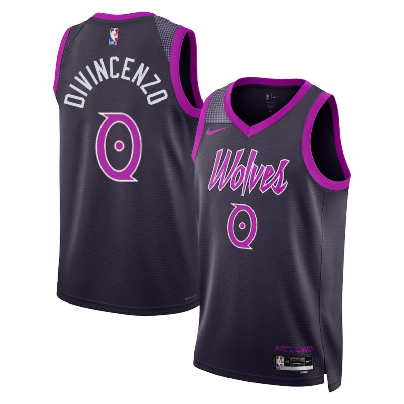 DUNK Sports High Quality Basketball Donte DiVincenzo #0 Minnesota Timberwolves City Edition 2025-26 Fan Support Team Jersey - Black