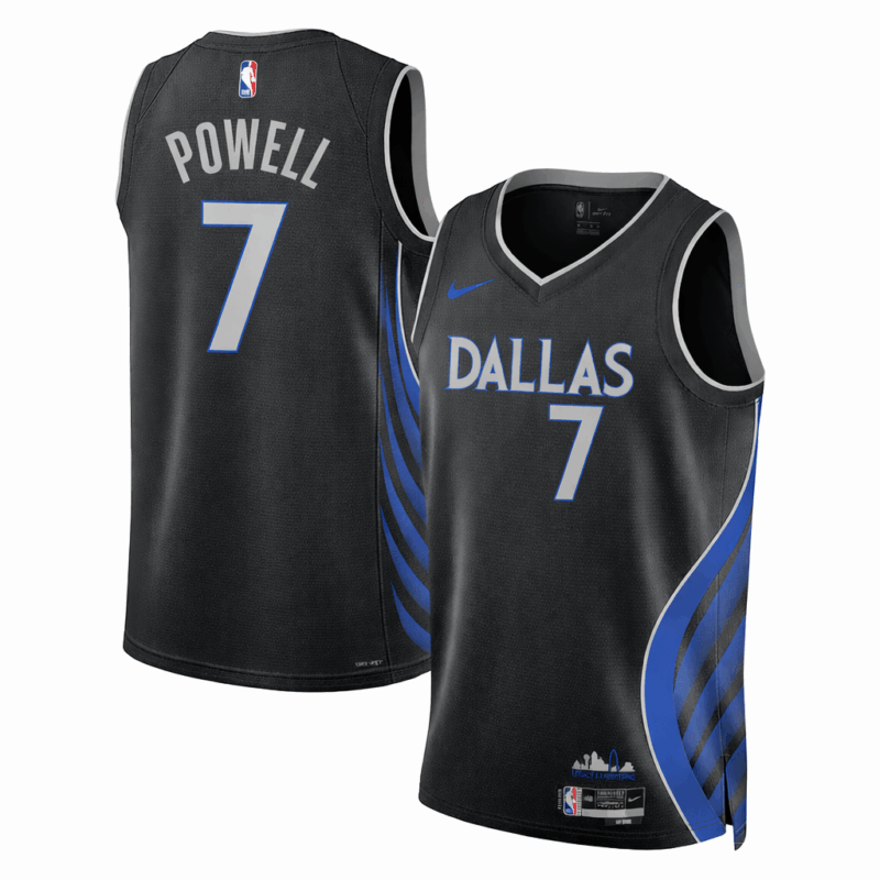 DUNK Sports High Quality Basketball Dwight Powell #7 Dallas Mavericks City Edition 2025-26 Fan Support Team Jersey - Black