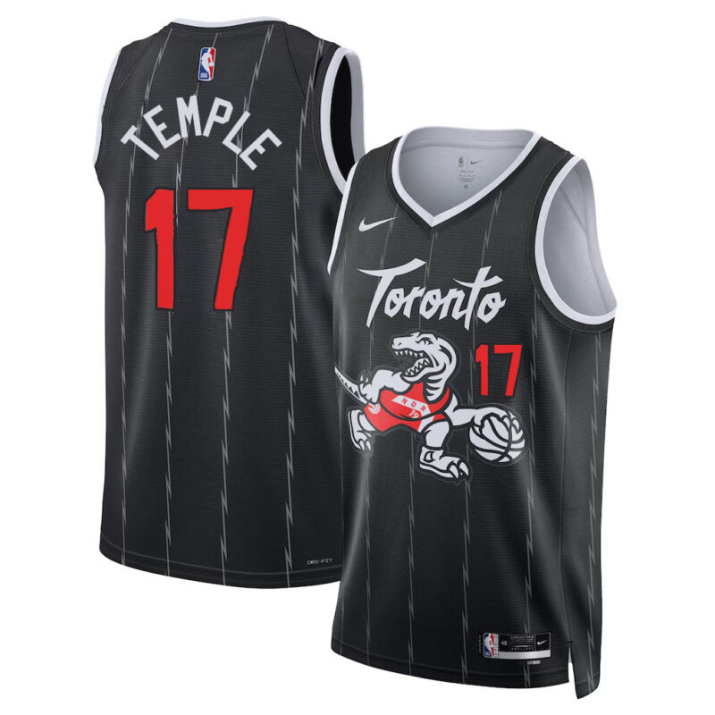 DUNK Sports High Quality Basketball Garrett Temple #17 Toronto Raptors City Edition 2025-26 Fan Support Team Jersey - Black