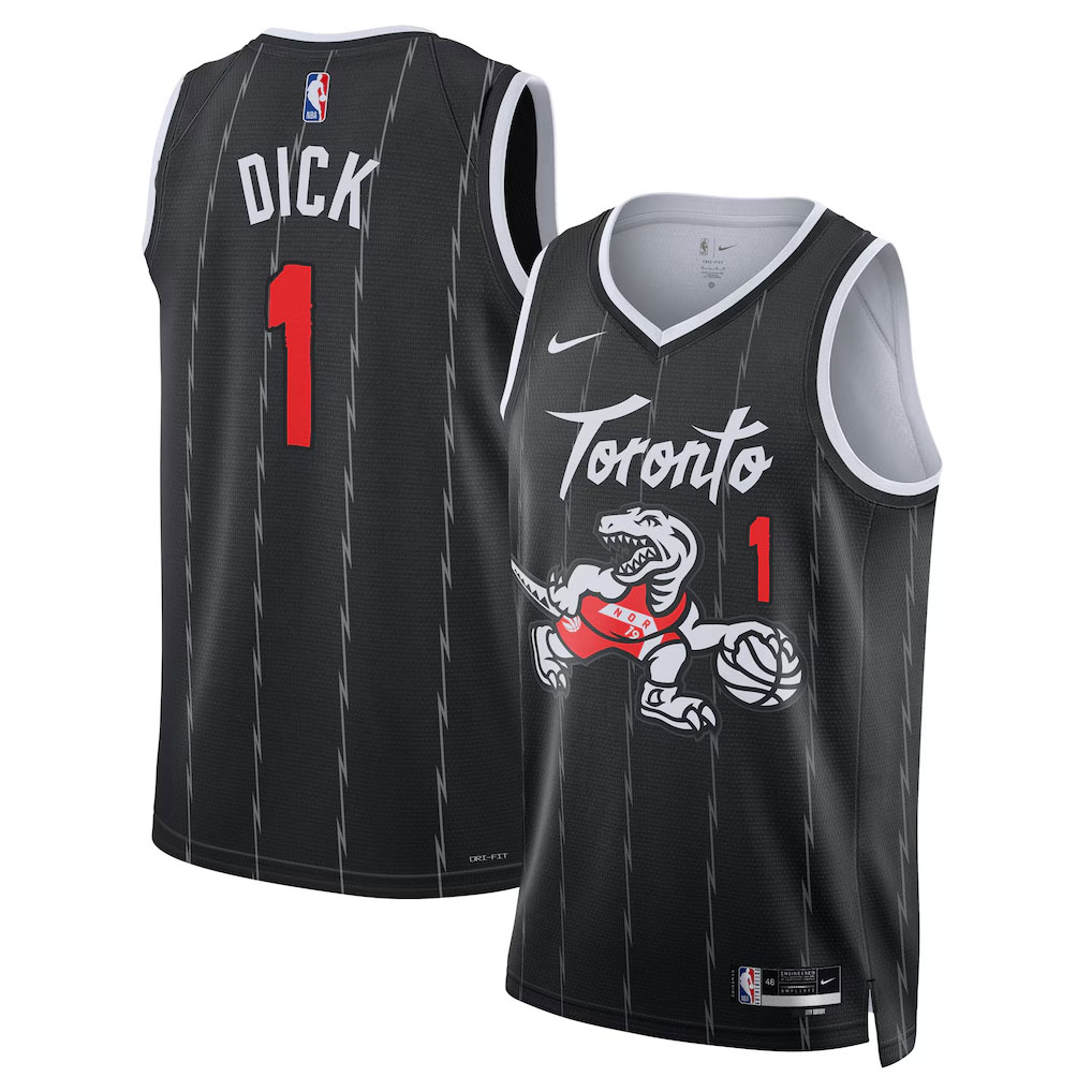 Basketball Gradey Dick #1 Toronto Raptors City Edition 2025-26 Fan Support Team Jersey - Black